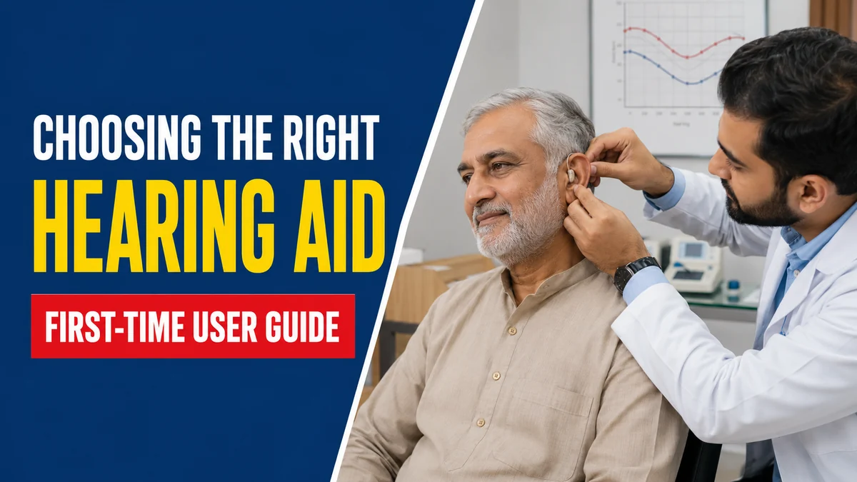 Choosing the right hearing aid first-time user guide with audiologist fitting a hearing aid for an older adult at Speech Rehab Clinic