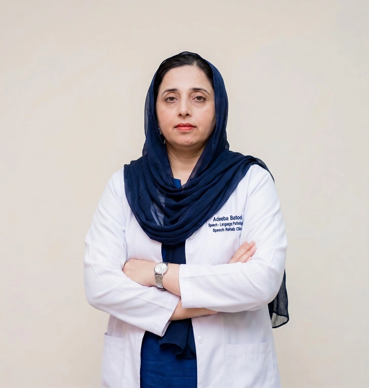 Portrait of Adeeba Batool, Speech-Language Therapist at Speech Rehab Clinic Islamabad, specializing in speech delay, autism support and behavior therapy.