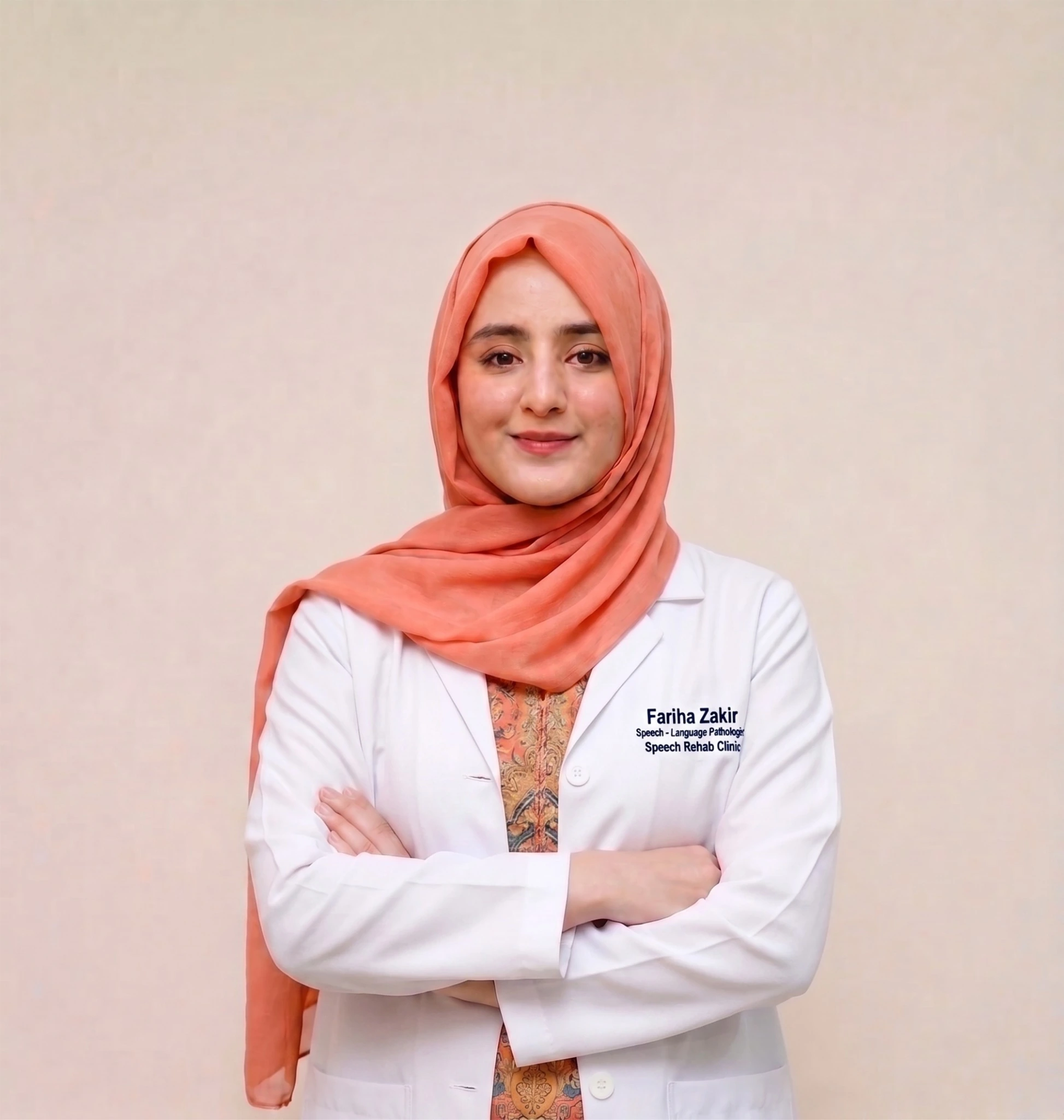 Fariha Zakir, Speech-Language Pathologist at Speech Rehab Clinic Islamabad, providing speech therapy for speech delay, stuttering, autism communication and language disorders.